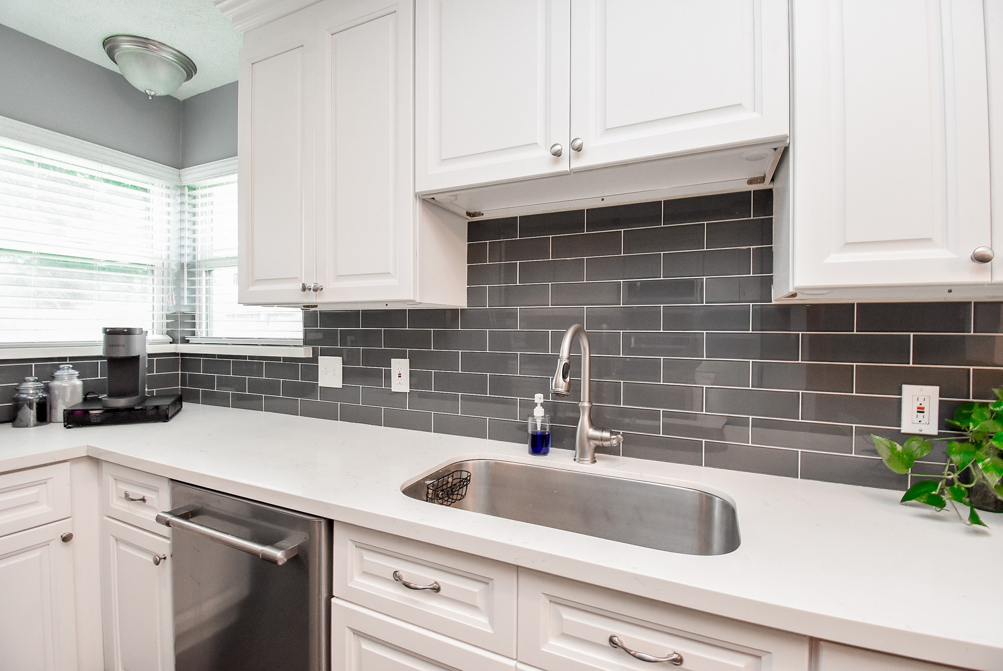 5911 Butterfly Circle Pasadena, TX 77505 - Photo 16 of 45 a kitchen with a sink a potted plant and cabinets