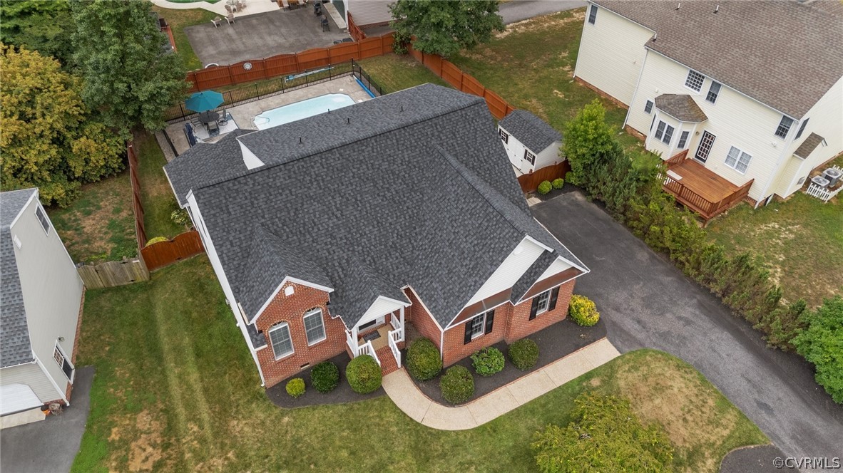 9437 Dunroming Road Chesterfield, VA 23832 - Photo 7 of 40 an aerial view of a house with swimming pool and porch