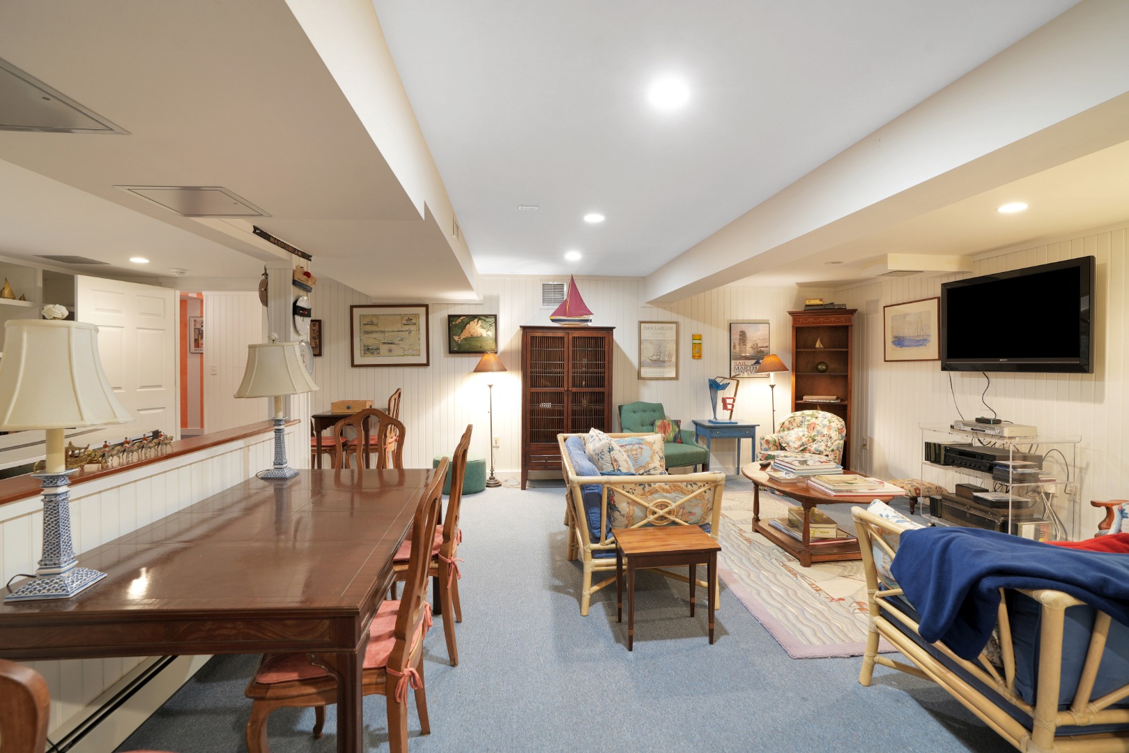 19 Kitts Field Circle Edgartown, MA 02539 - Photo 38 of 69 a living room with fireplace furniture and a flat screen tv