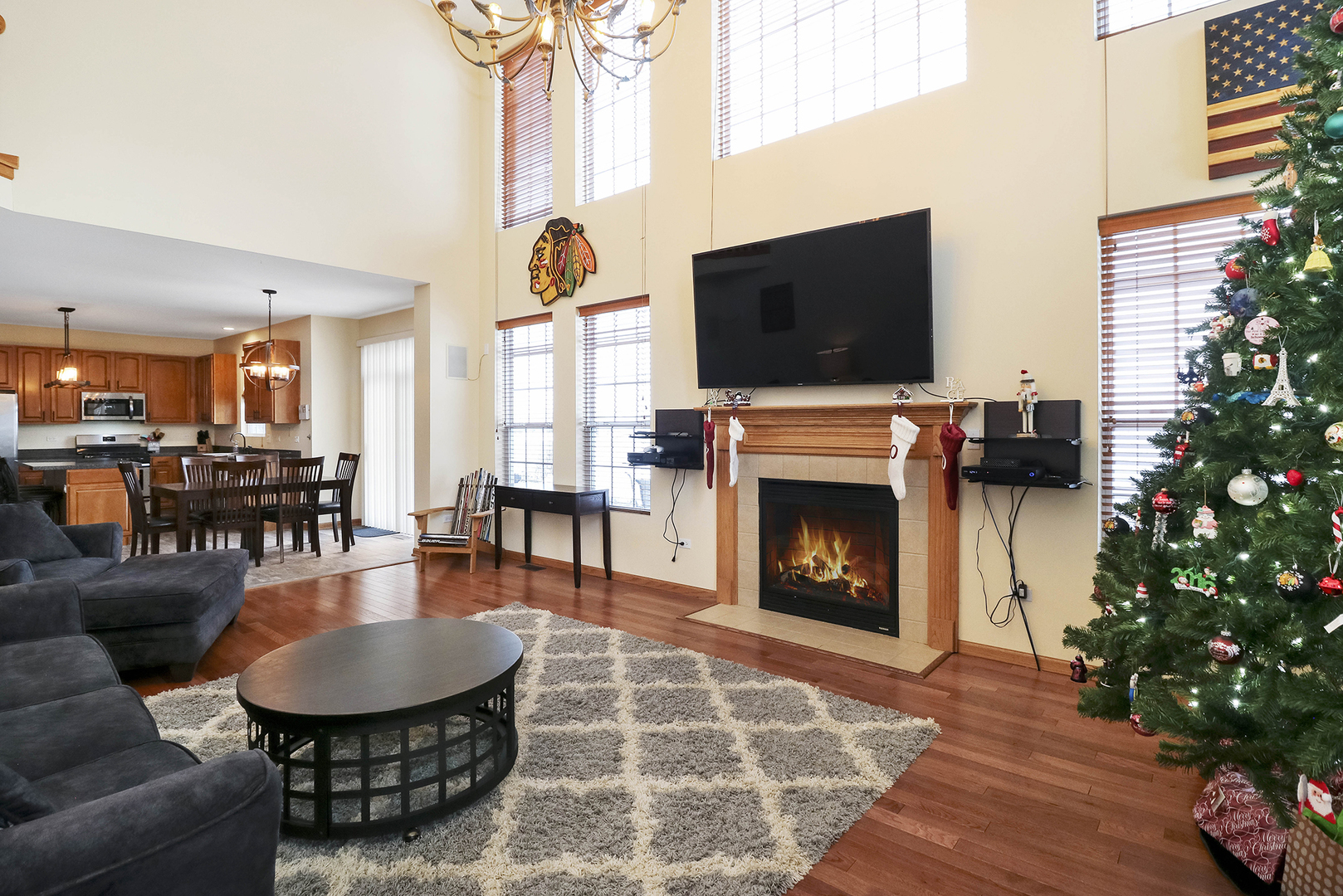 428 Cardinal Lane Bolingbrook, IL 60490 - Photo 20 of 36 a living room with furniture a flat screen tv and a fireplace
