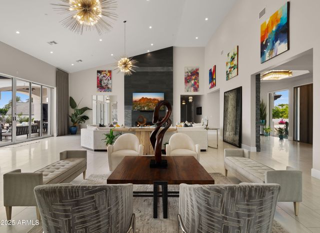 a living room with furniture and a couch