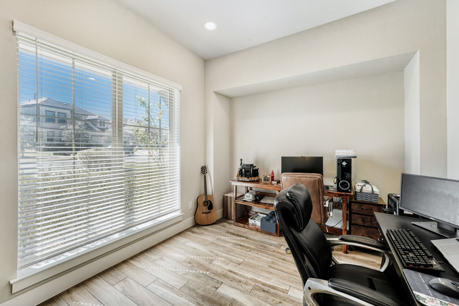 505 Trout River Road Kyle, TX 78640 - Photo 22 of 29 Office area featuring light wood-style floors and recessed lighting