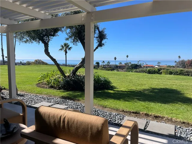 a view of a terrace with a lake