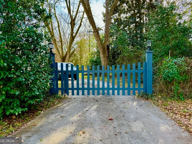a view of a black gate