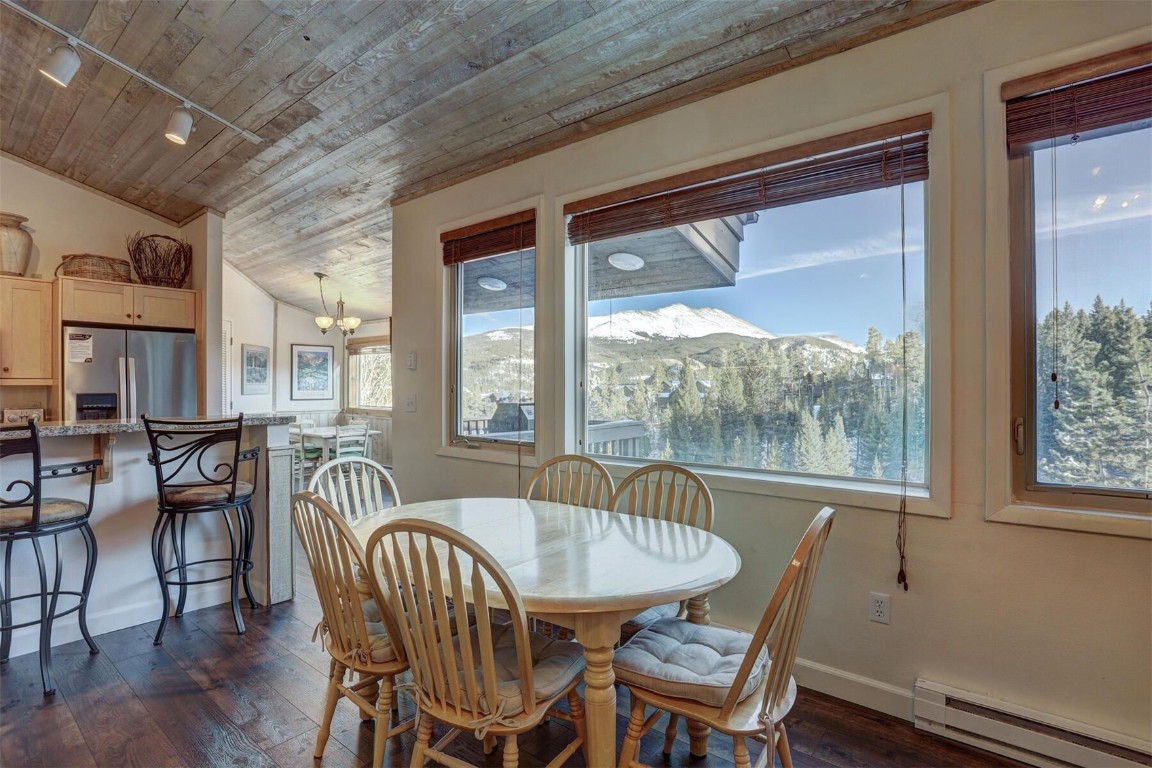 965 4 O Clock Road Breckenridge, CO 80424 - Photo 13 of 32 a dining room with furniture window wooden floor