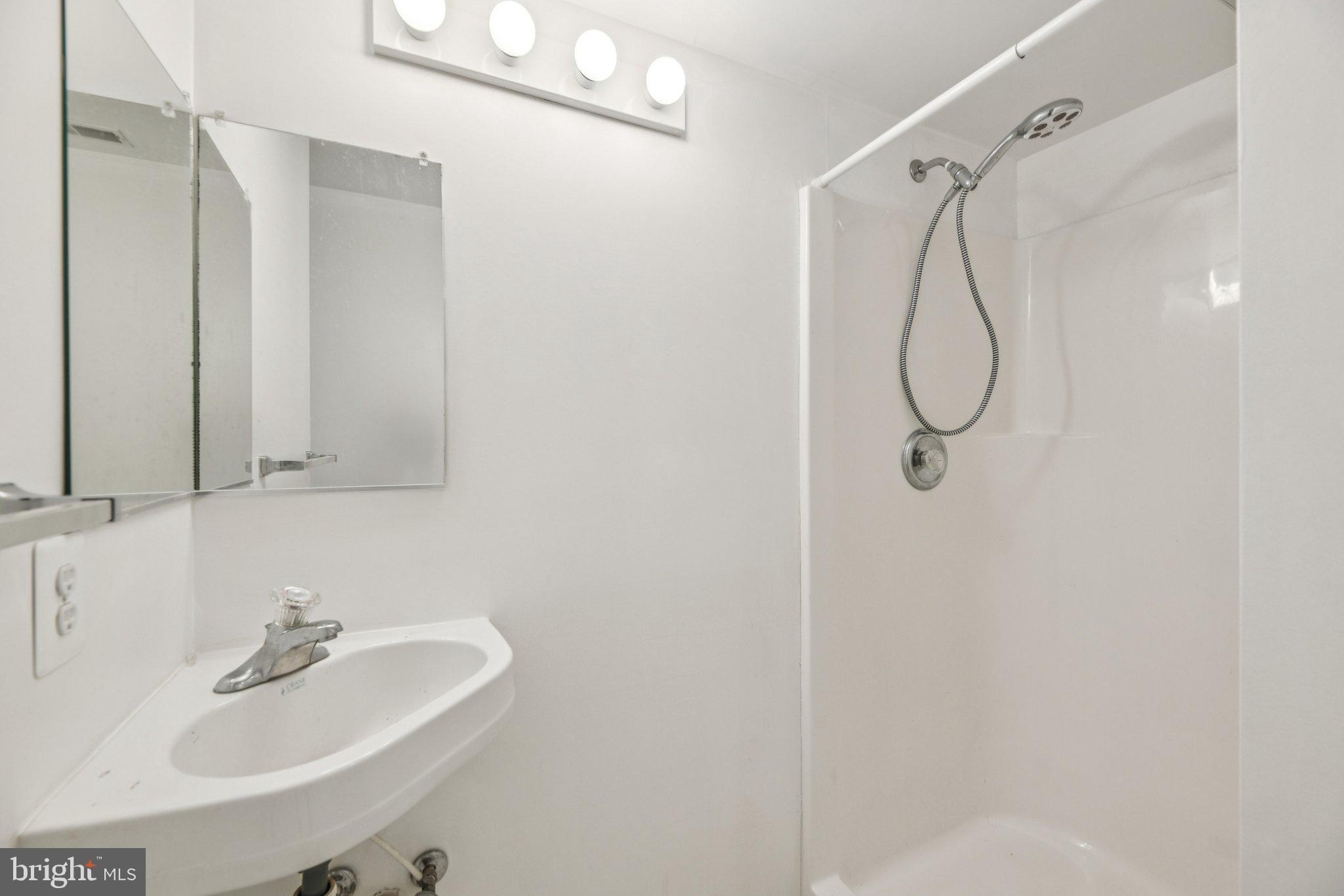 205 Captain Brendt Drive Accokeek, MD 20607 - Photo 31 of 37 a bathroom with a sink a shower and a mirror