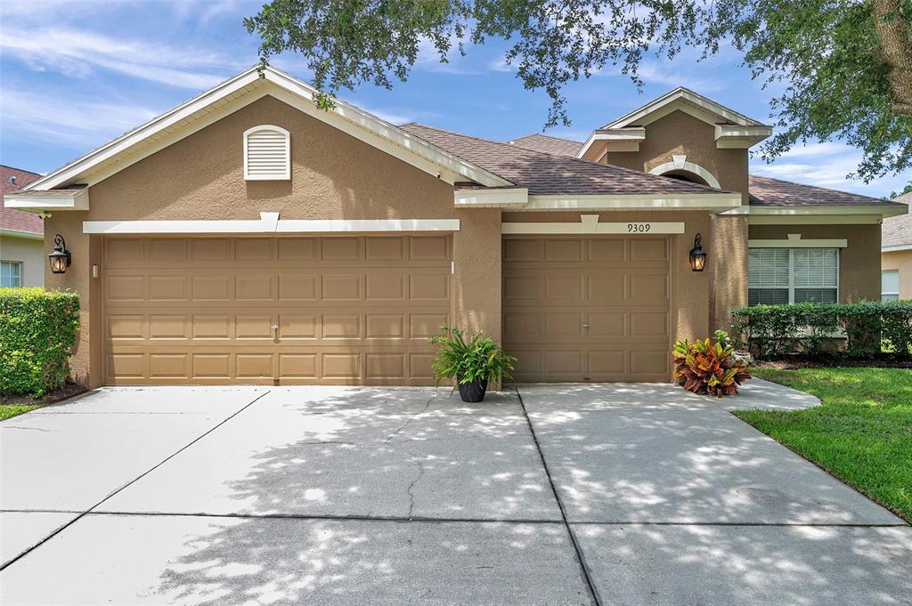 9309 Edistro Place New Port Richey, FL 34654 - Photo 1 of 1 a front view of a house with a yard and garage