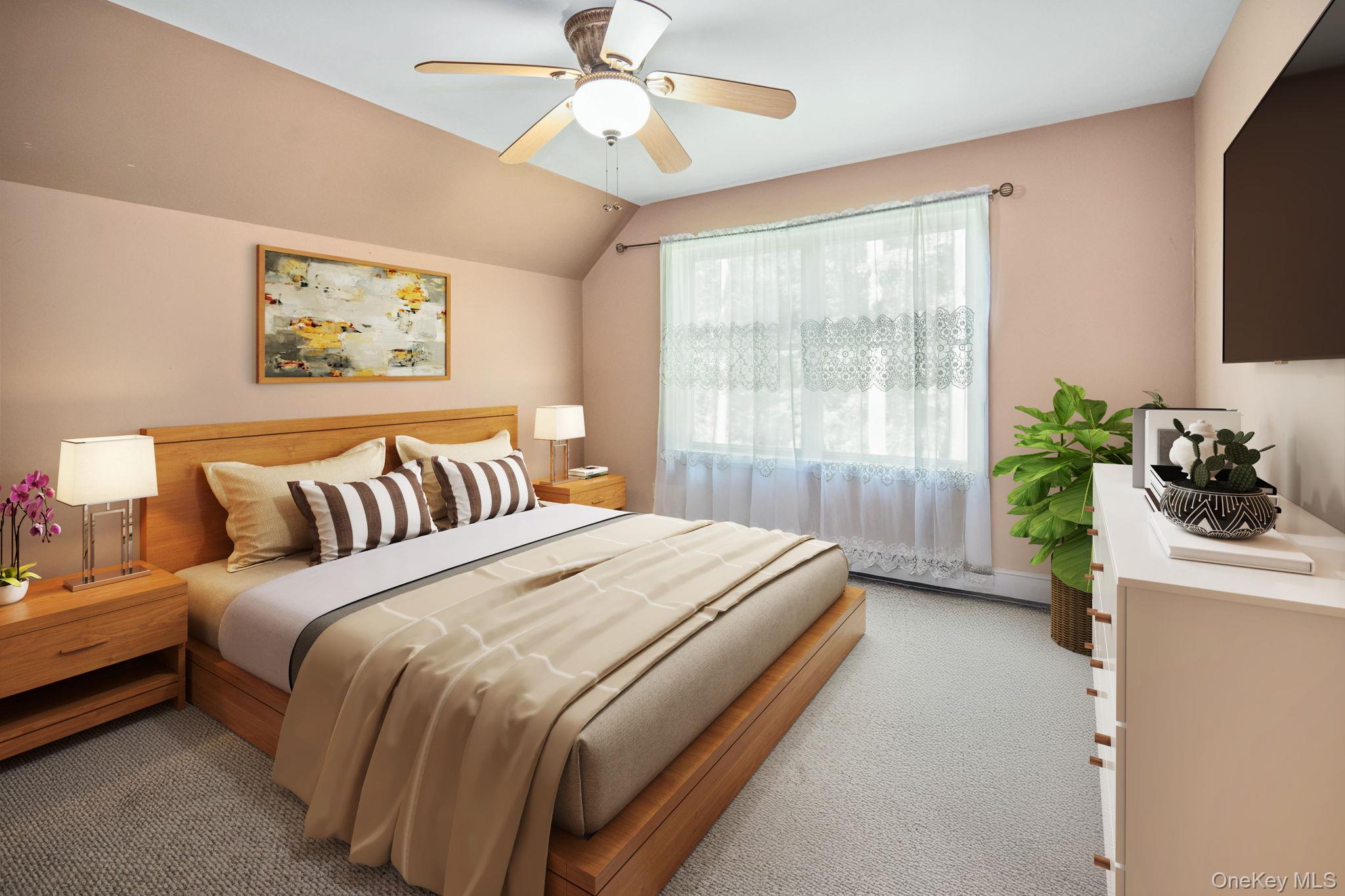 66 Highland Lake Road Eldred, NY 12732 - Photo 37 of 50 a bed room with a bed window and a flat screen tv