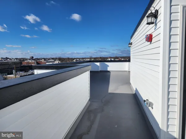 a view of a terrace with sky view