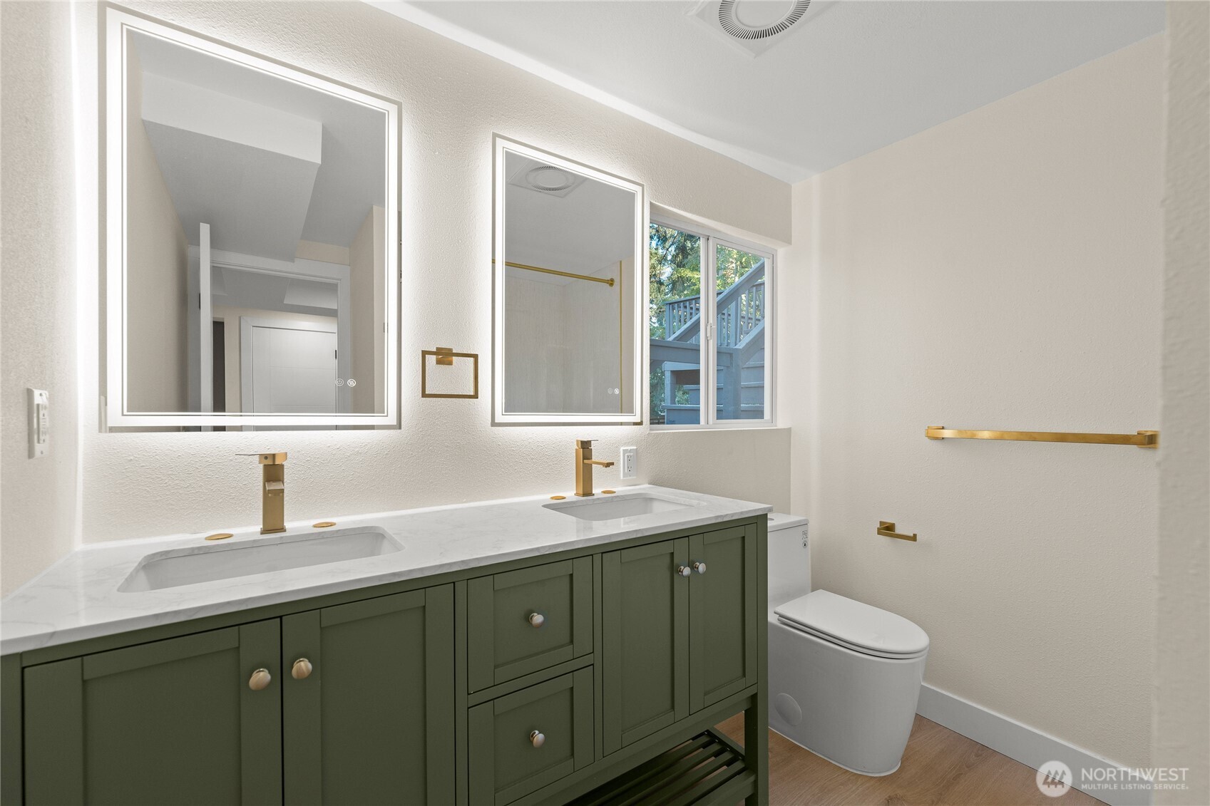 29628 22nd Avenue South Federal Way, WA 98003 - Photo 33 of 40 a bathroom with a granite countertop toilet sink and mirror