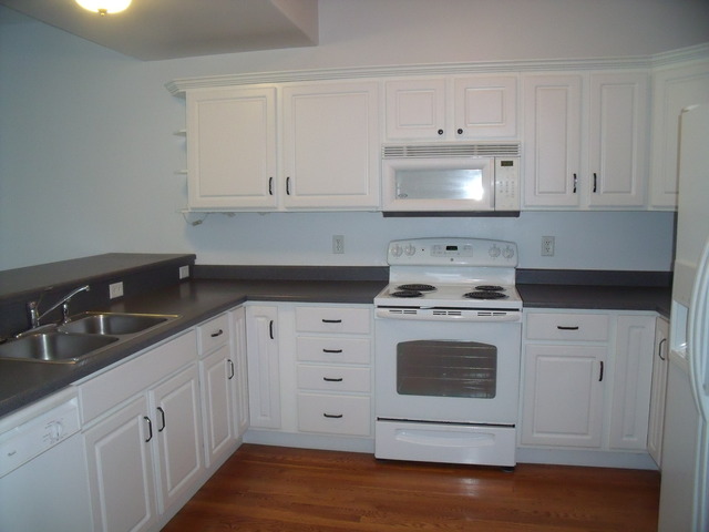 2123 Autumn Lane, Unit 2123 DeKalb, IL 60115 - Photo 2 of 12 a kitchen with granite countertop white cabinets and white appliances