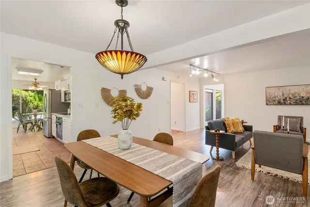 a workspace with furniture and window