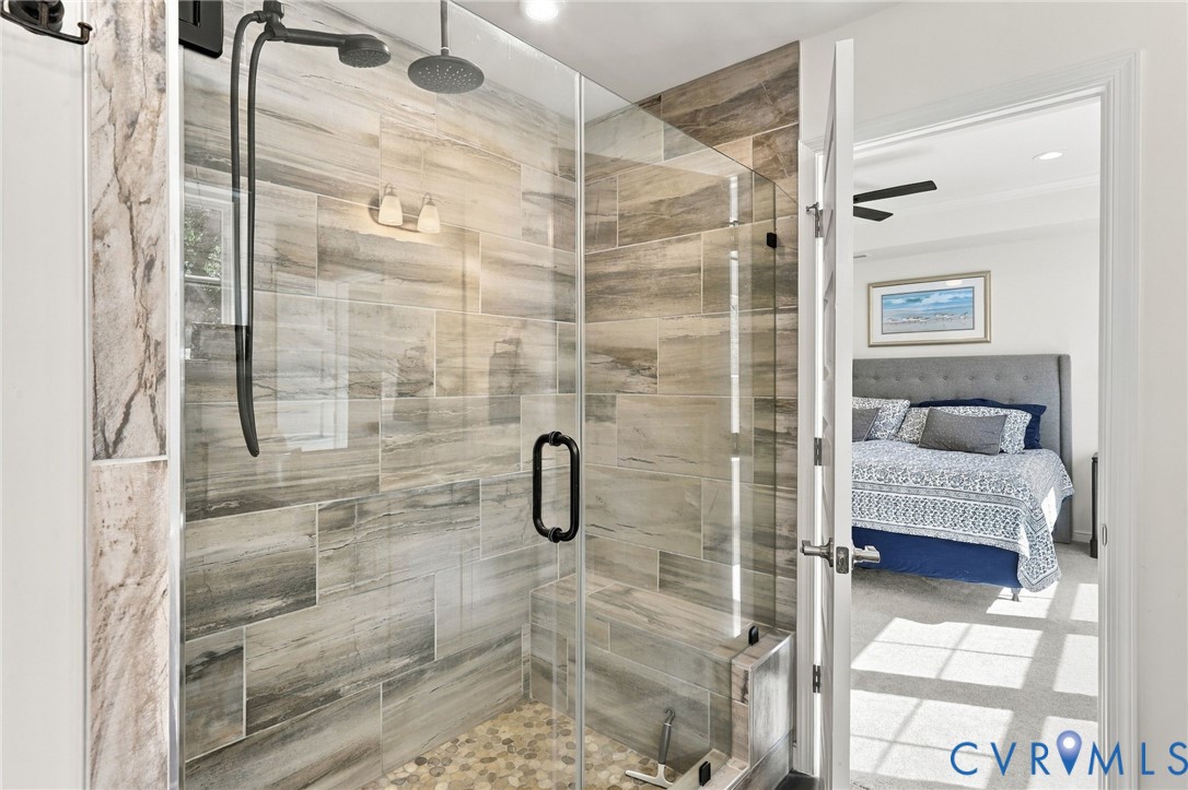 12824 Deep Wl Road Midlothian, VA 23112 - Photo 20 of 42 Frameless glass shower enclosure with a built-in b