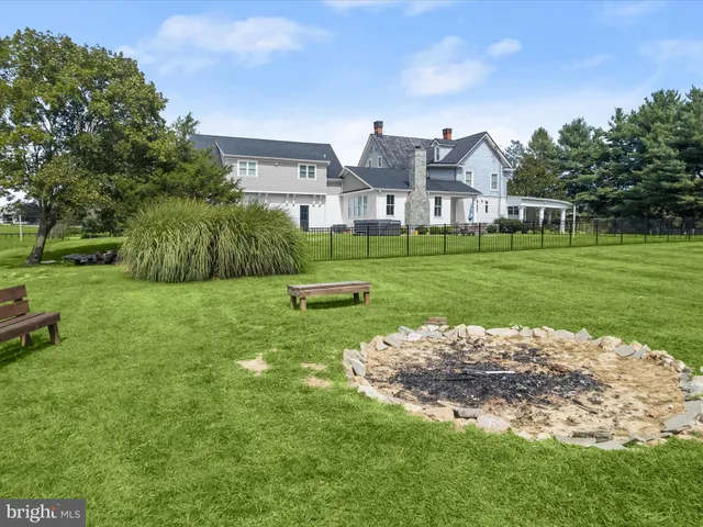a view of a big yard with a large tree