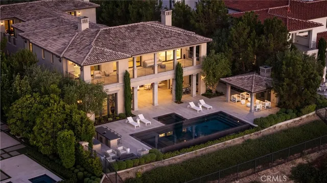 an outdoor space with furniture