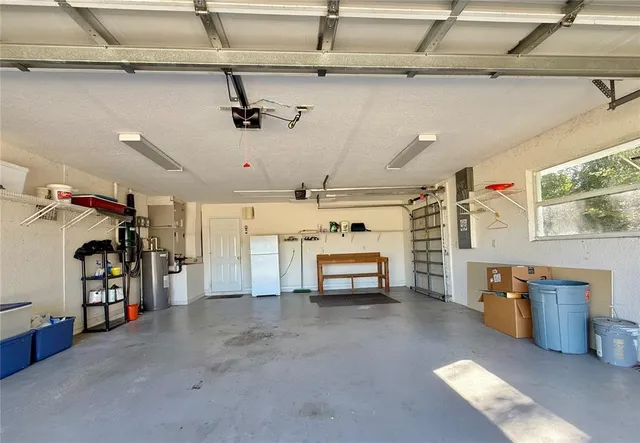 a view of a garage with furniture