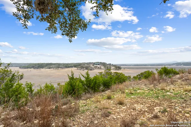 a view of a lake from a yard