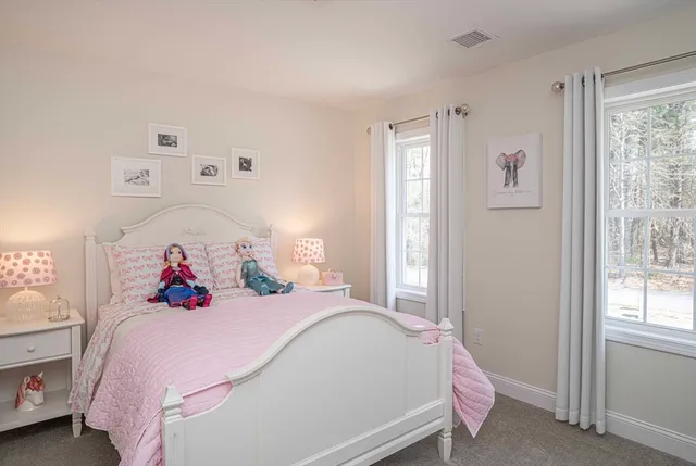 a bedroom with a bed and a closet