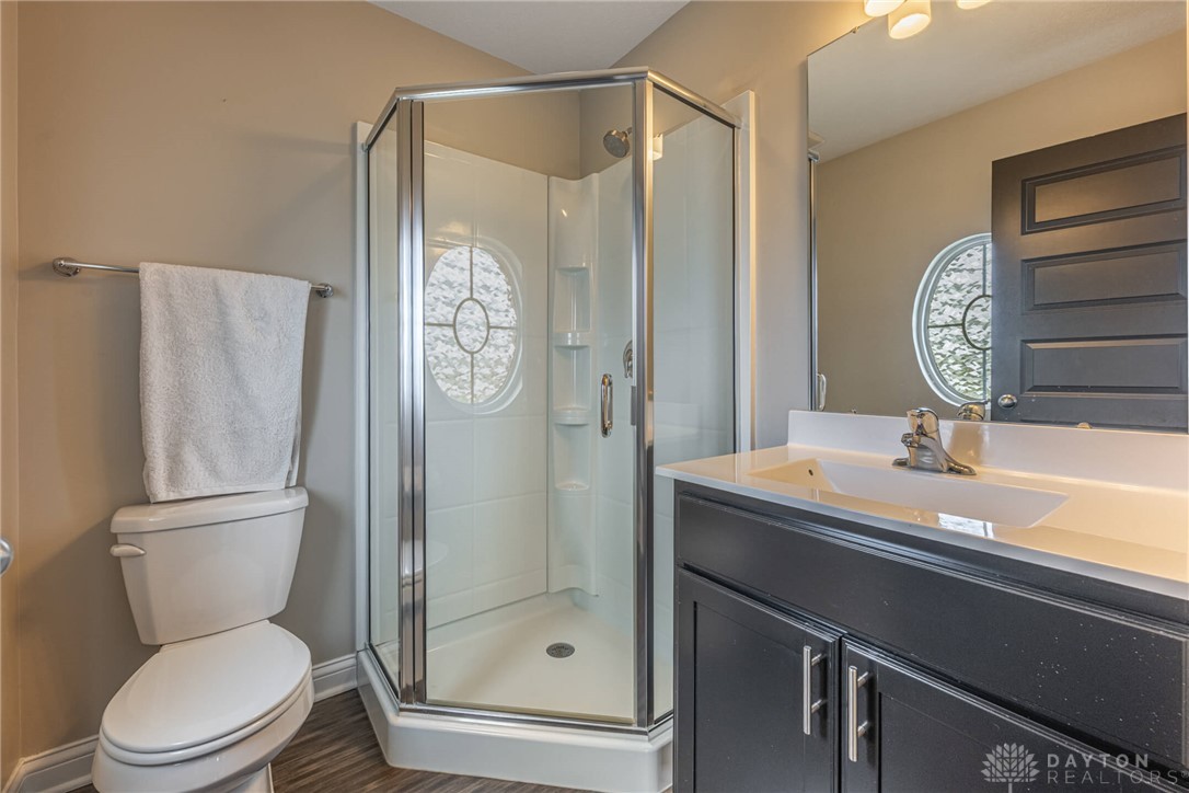 407 Brownstone Row Springboro, OH 45066 - Photo 36 of 54 This bathroom features a sleek vanity, a modern shower, and elegant fixtures for a refreshing start to your day.