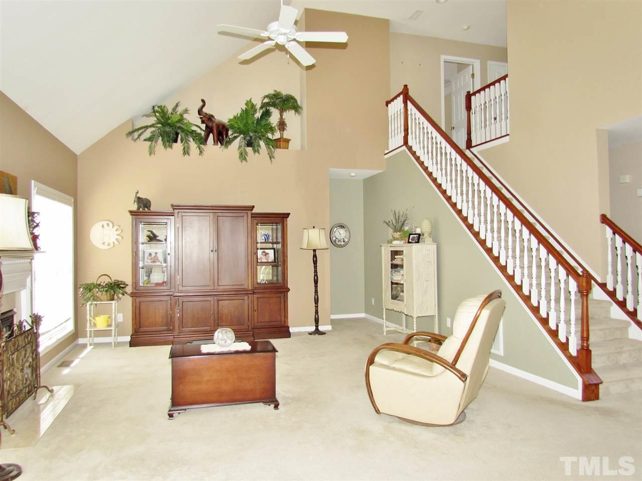 101 Mickleson Ridge Drive Raleigh, NC 27603 - Photo 5 of 25 a living room with fireplace furniture and a potted plant