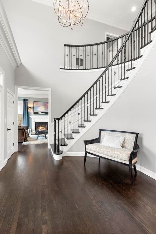 19 A Bayns Hill Road Boxford, MA 01921 - Photo 18 of 41 a view of staircase with white walls and a chandelier