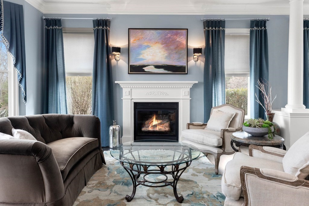19 A Bayns Hill Road Boxford, MA 01921 - Photo 3 of 41 a living room with furniture and a fireplace