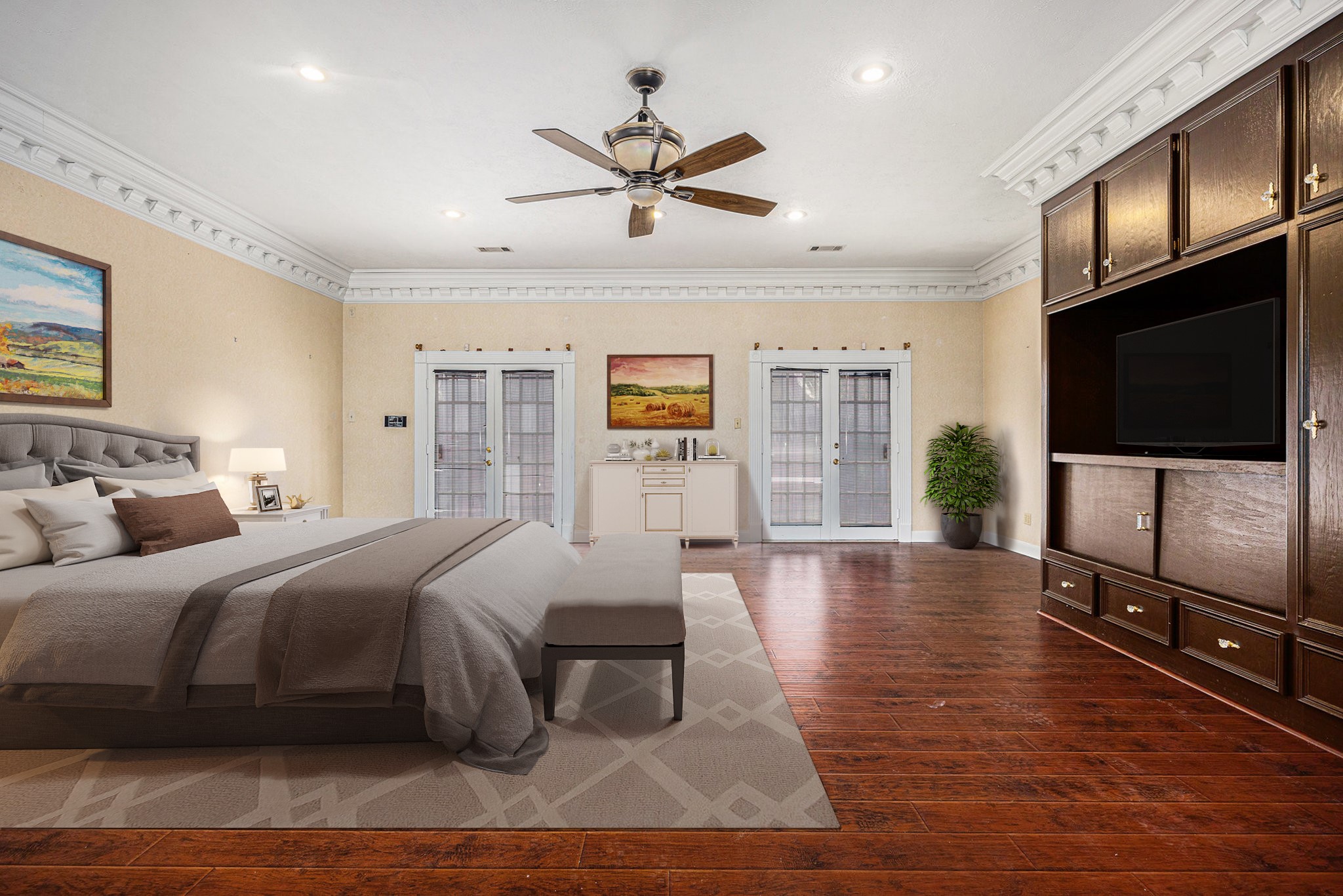 7415 Naremore Drive Spring, TX 77379 - Photo 19 of 47 a spacious bedroom with a bed and a flat screen tv