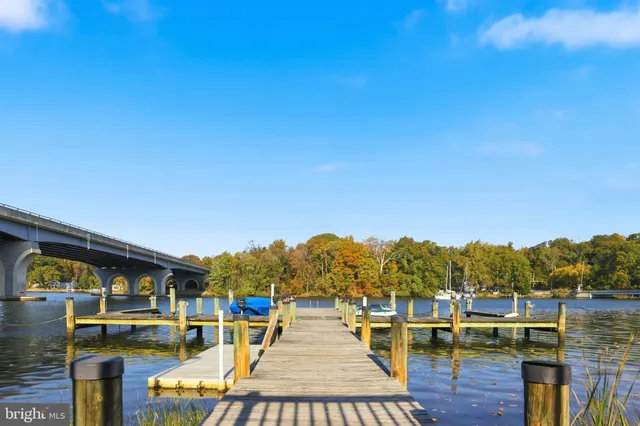 a view of a lake with a city