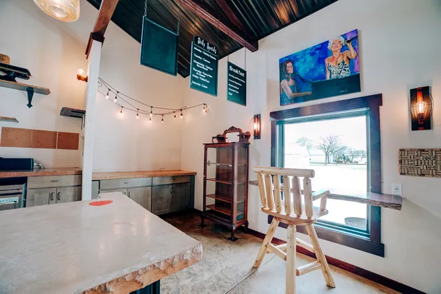 a kitchen with lots of counter top space