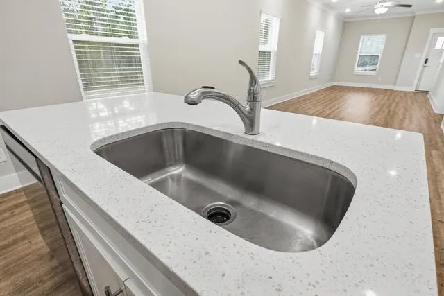 a close view of sink and tap