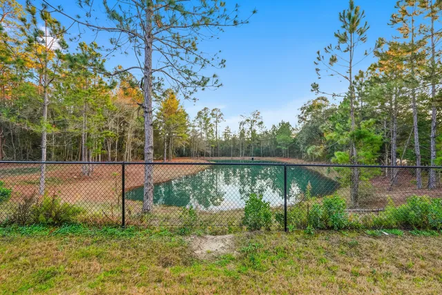 a view of a backyard with a fountain
