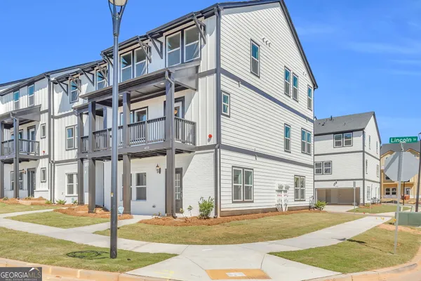 a front view of a building