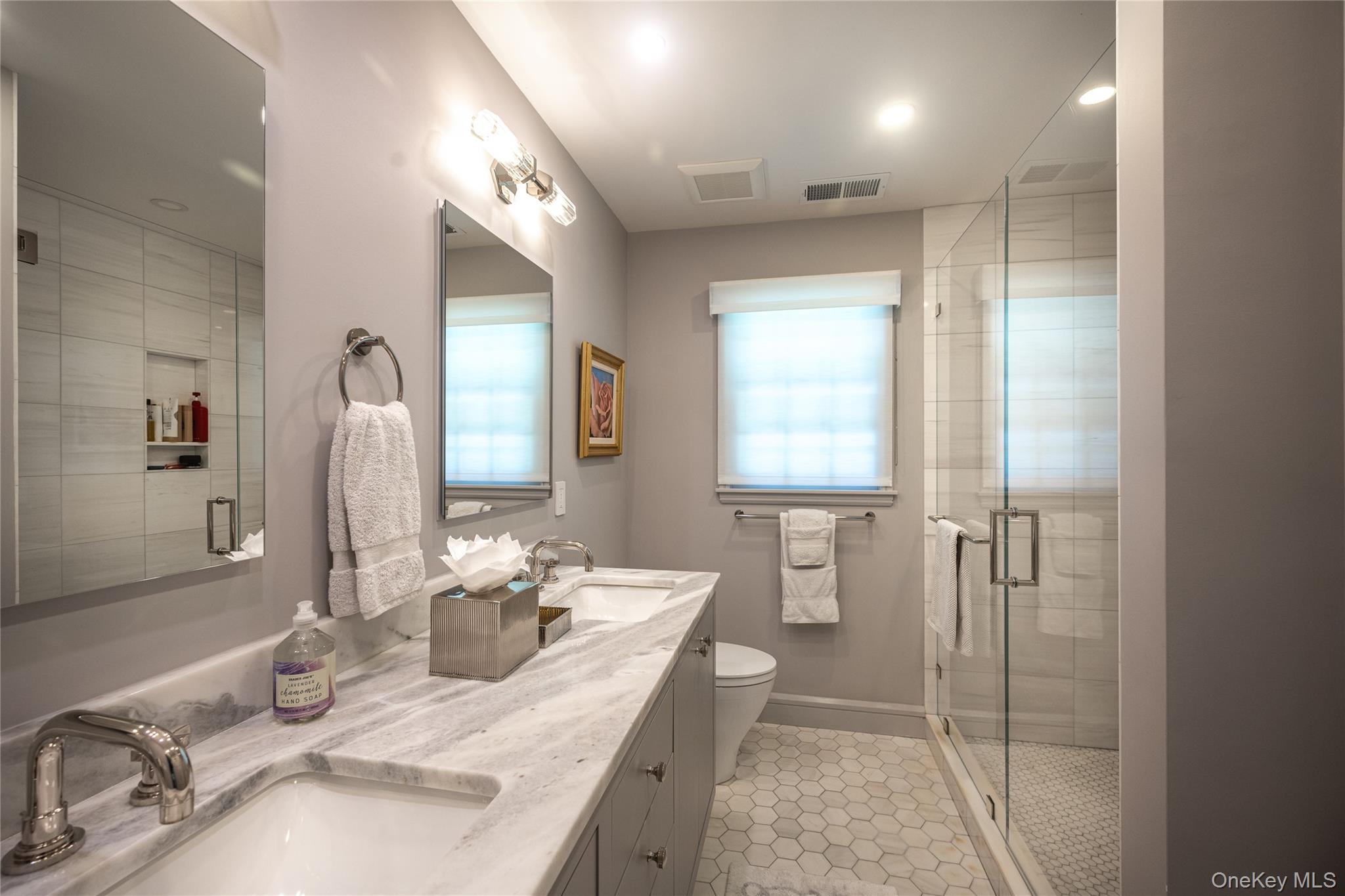 15 Laurel Hill Road Dobbs Ferry, NY 10522 - Photo 21 of 41 Primary Full Bath with Double Vanity and Linen Closet