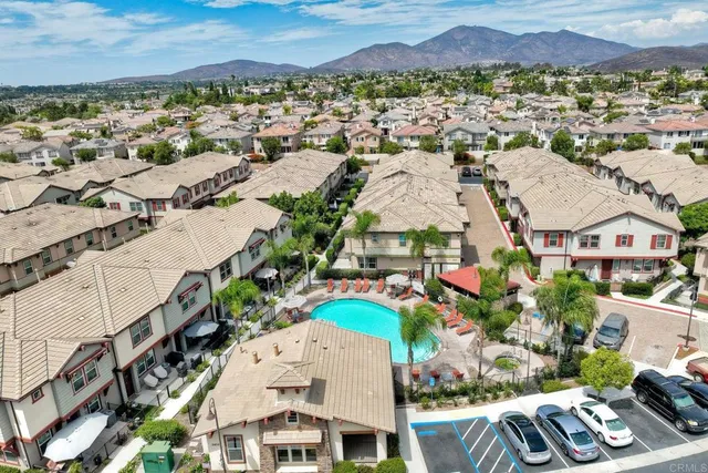 a view of a swimming pool with a yard