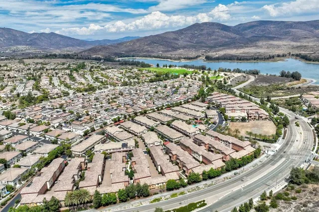 a view of a lake with a mountain