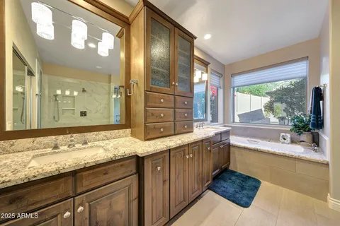 a kitchen with a cabinets and appliances