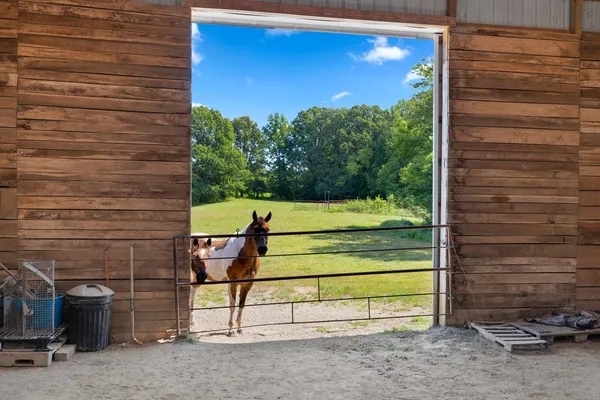 a view of a bench in a room