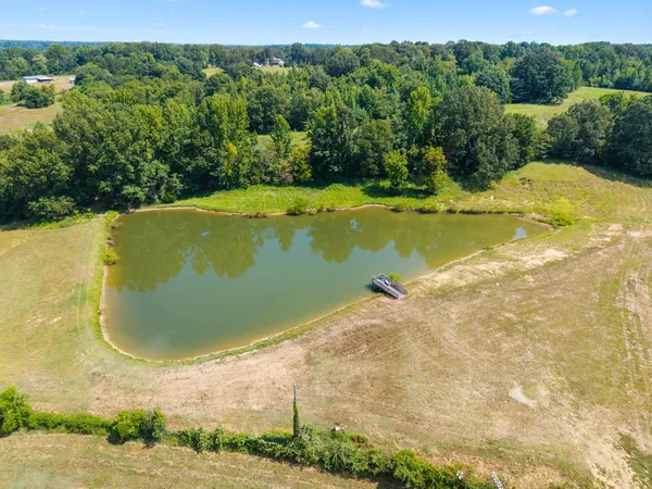 a view of a swimming pool with a yard