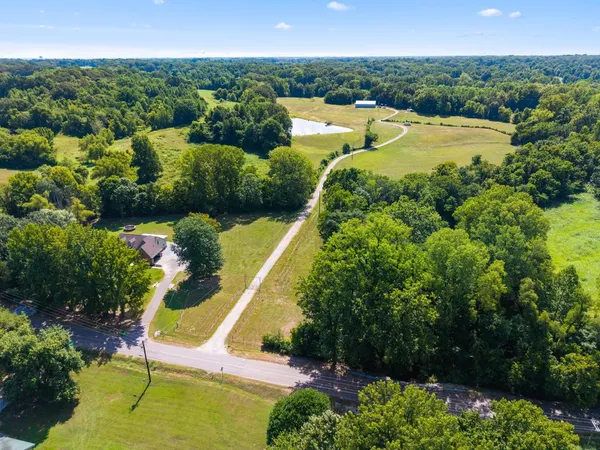 a view of a swimming pool with a patio and a garden