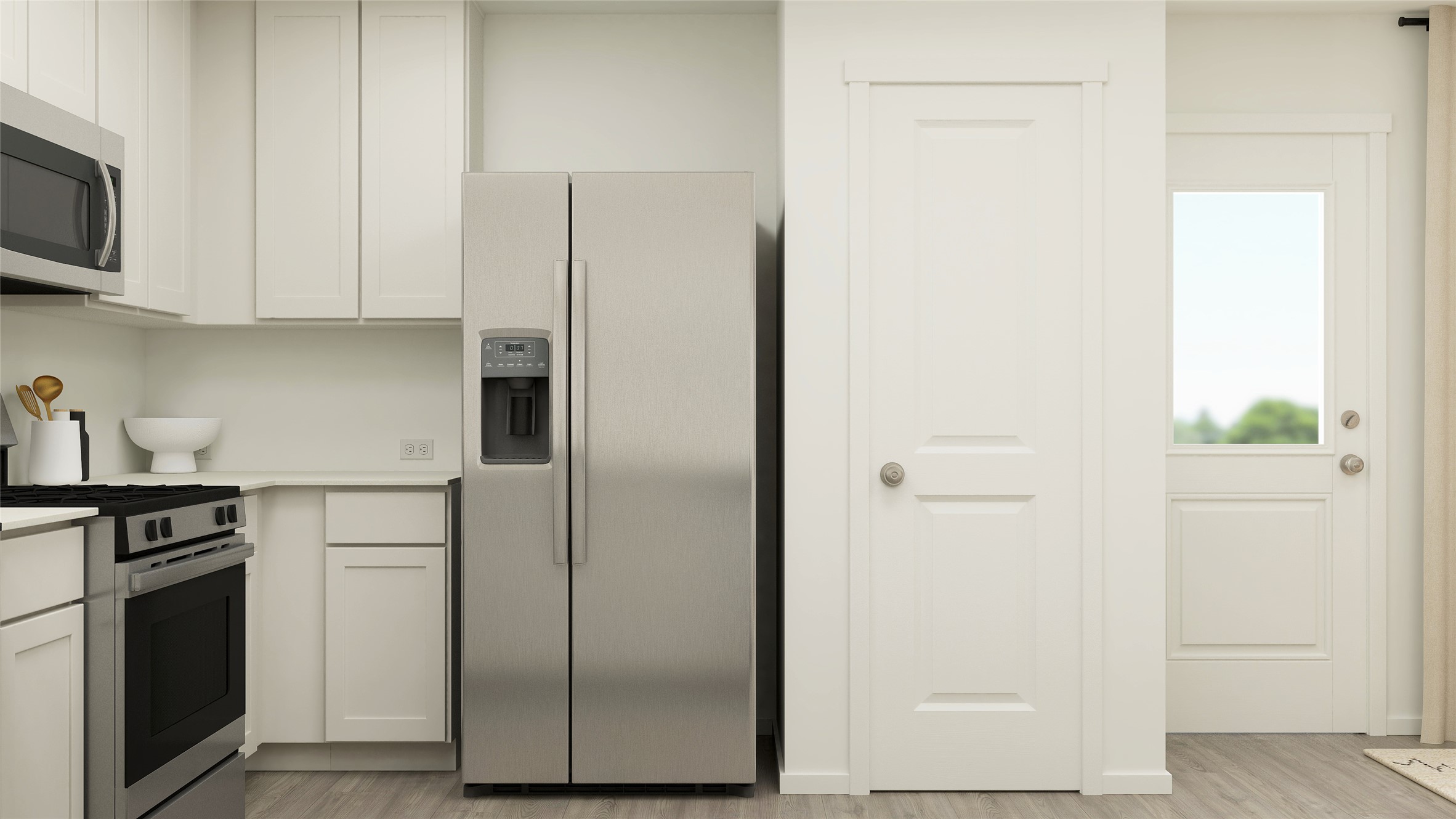 433 Paris Street Maxwell, TX 78656 - Photo 17 of 26 a kitchen with stainless steel appliances white cabinets and a refrigerator