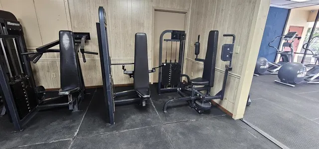 a view of room with gym equipment