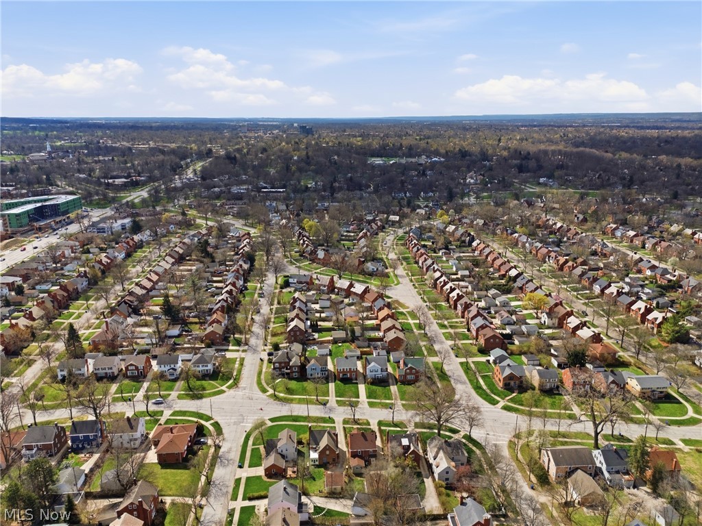 2552 Channing Road Cleveland, OH 44118 - Photo 32 of 33 Aerial view of neighborhood featuring Claridge Oval and soccer/rec field, as well as the new development to the Southeast by John Carroll Unversity where Trader Joe's is opening later this year.