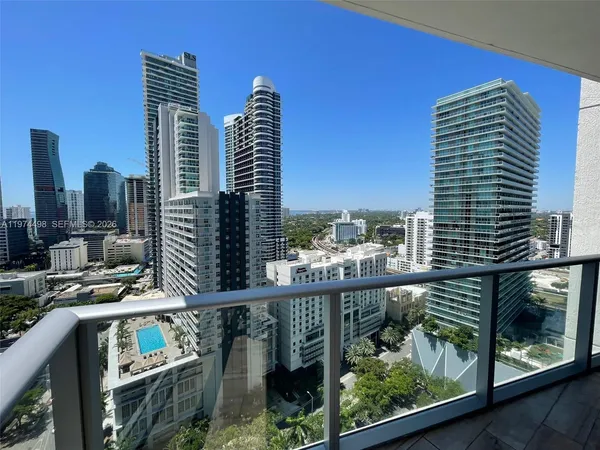 a balcony with city view