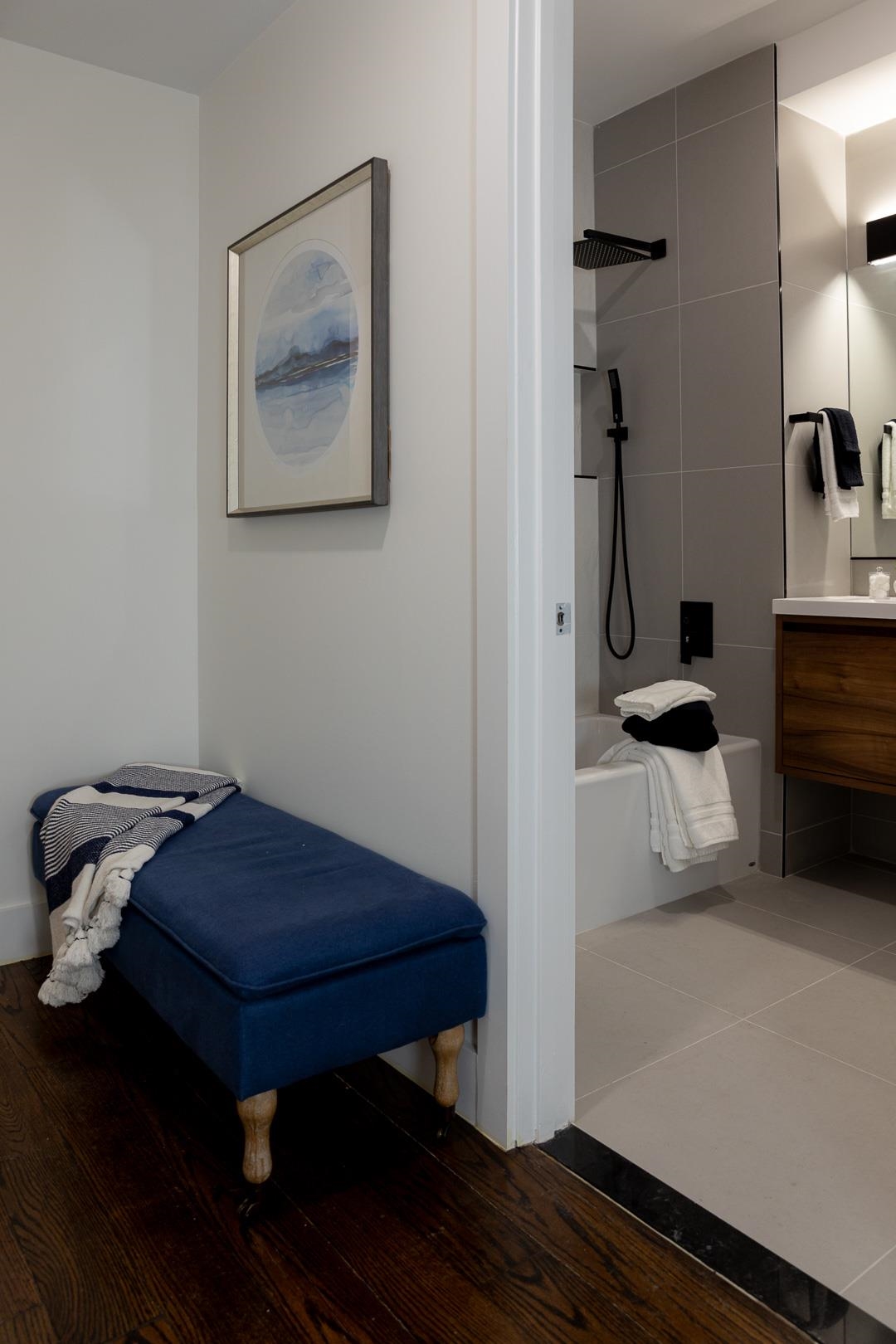 39 Boyd Avenue Jersey City, NJ 07304 - Photo 20 of 29 a bedroom with a bed and a view of bathroom