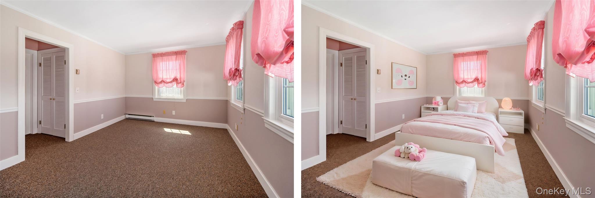 149 Thomas Road Schenevus, NY 12155 - Photo 26 of 50 3rd bedroom - The photo on the right has been digitally staged.