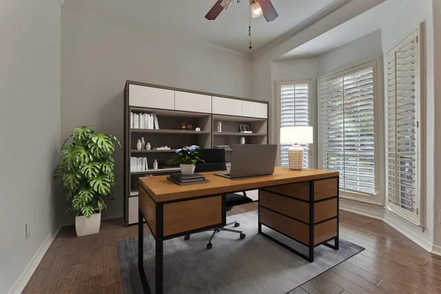 a room with furniture and a potted plant