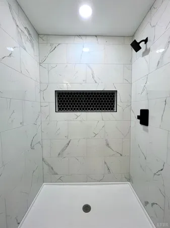 a bathroom with a bathtub