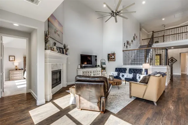 a living room with furniture and a rug