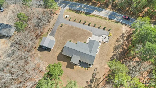 an aerial view of a house