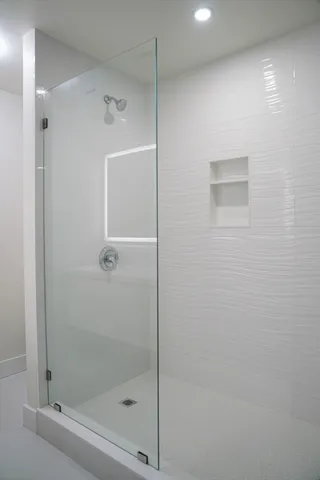 a bathroom with a shower
